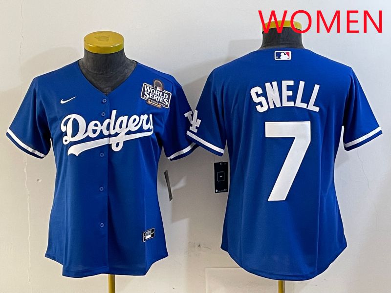 Women Los Angeles Dodgers #7 Snell Blue Game 2025 Nike MLB Jersey style 4->women mlb jersey->Women Jersey